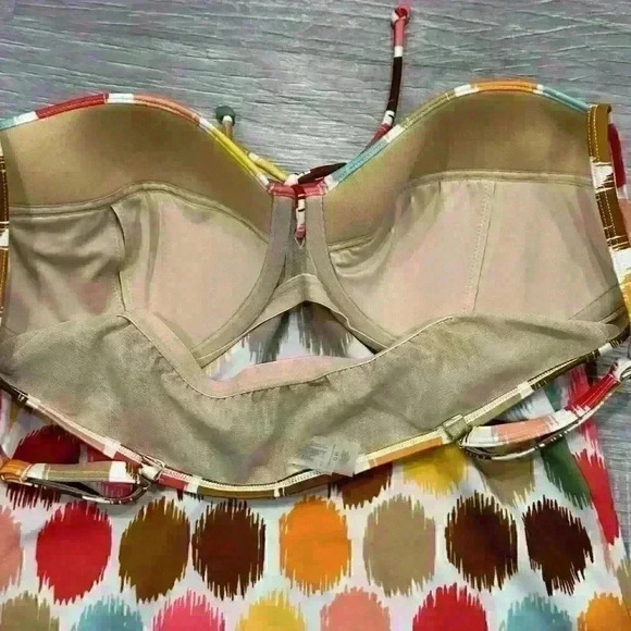 Victoria's Secret Tankini Top White w/Multi-Color Splatter Dots Size 34D - Picture 2 of 7